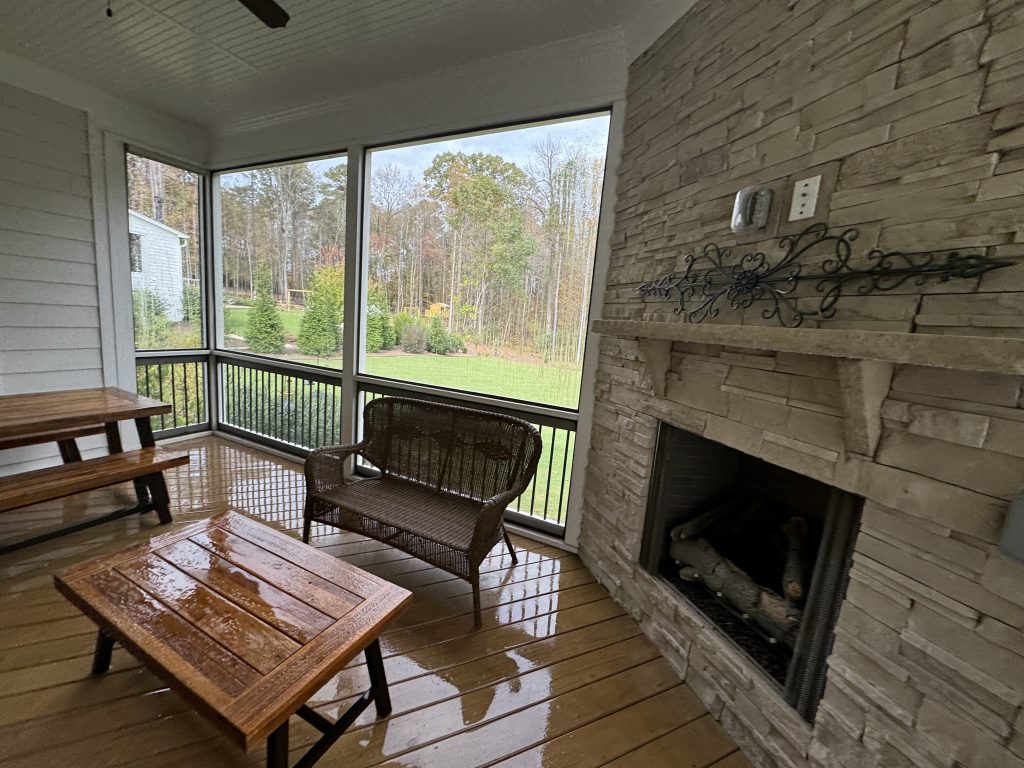 Screen porch soft washed by Patriot Softwash in Wake Forest, North Carolina.
